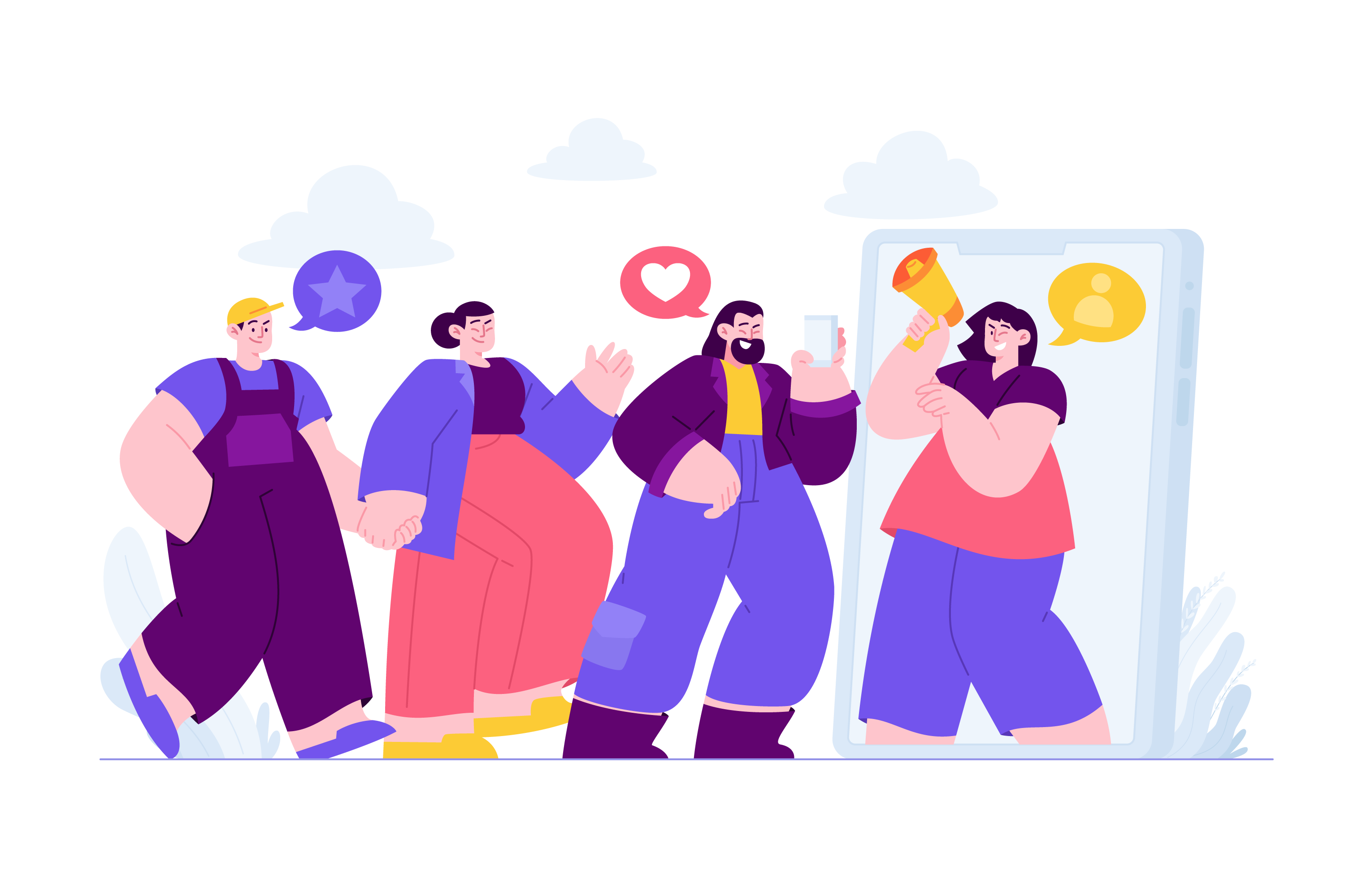 illustration of people sharing product information